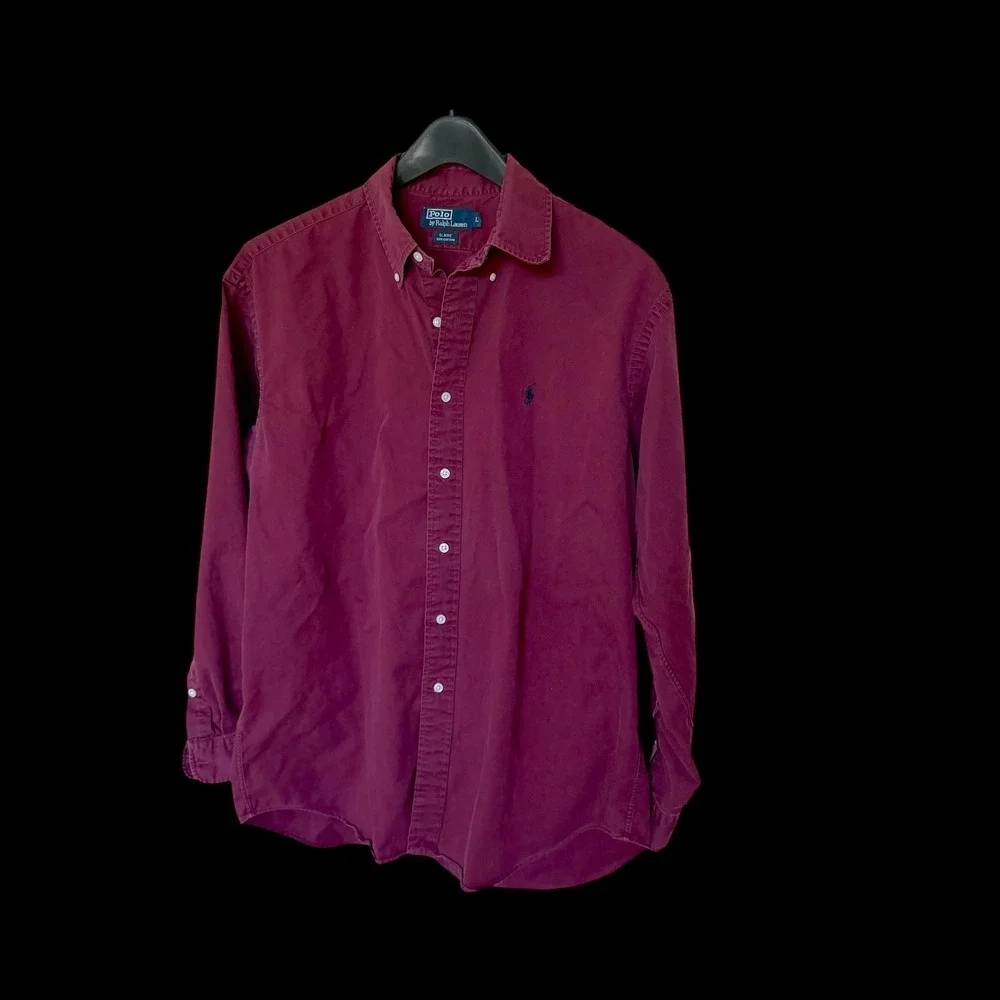 90's Polo Ralph Lauren Blaire Large Burgundy Button Down Shirt Long Sleeve